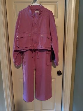 American Bazi Mauve Pink Utility Jumpsuit Set